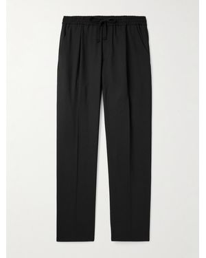 Altea Jared Straight-Leg Pleated Wool-Blend Drawstring Trousers - Black