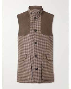 James Purdey & Sons Houndstooth Wool And Cashmere-Blend Tweed Gilet - Brown