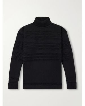 S.N.S. Herning Textured Virgin Wool Rollneck Jumper - Blue