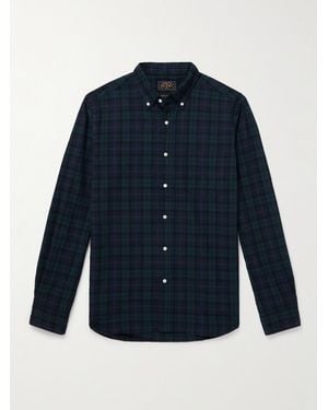 Beams Plus Button-Down Collar Checked Cotton Shirt - Blue