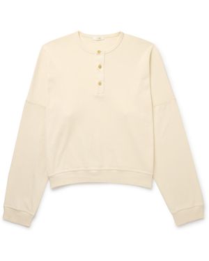 The Row Greto Ribbed Cotton-Jersey Henley Sweatshirt - Natural