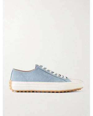 Tod's Cassetta Leather-Trimmed Nubuck Trainers - Blue