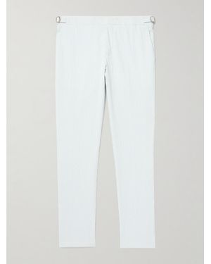 Orlebar Brown Griffon Tapered Striped Cotton-blend Seersucker Trousers - White