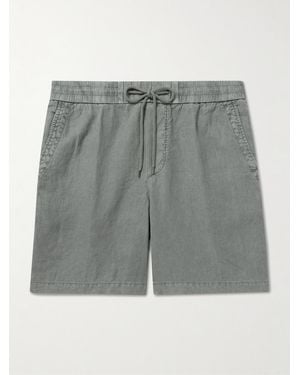 James Perse Gerade geschnittene Shorts aus Leinen mit Kordelzugbund in Stückfärbung - Grau