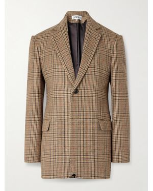 Loewe Prince Of Wales Checked Wool-tweed Blazer - Natural