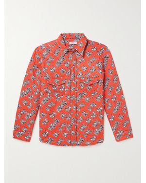 ERL Logo-Print Padded Cotton Overshirt - Red