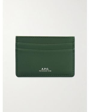 A.P.C. Andre Logo-Print Leather Cardholder - Green