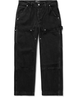 Enfants Riches Deprimes Straight-leg Distressed Paneled Herringbone Denim Pants - Black
