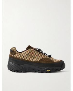 Diemme Rayon Vert Grappa Hiker Suede-Trimmed Houndstooth Tweed Trainers - Black