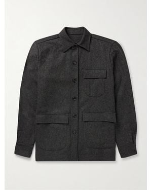 De Petrillo Herringbone Wool And Cashmere-blend Jacket - Black