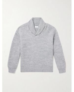 Kingsman Shawl-Collar Ribbed Wool Sweater - Grey