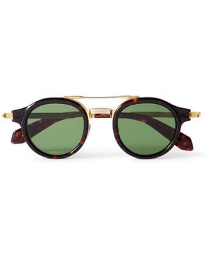 Jacques Marie Mage Delage Round-frame Tortoiseshell Acetate And Gold-tone Sunglasses - Green