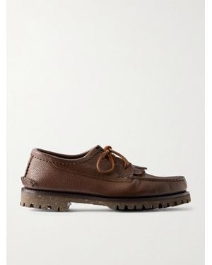 Yuketen Italian Blucher Full-Grain Leather Boat Shoes - Brown