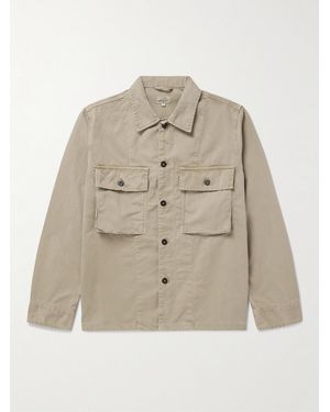 Hartford Dar Herringbone Cotton Overshirt - Natural