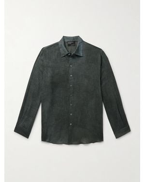 Enfants Riches Deprimes Hamptons Distressed Striped Cotton Shirt - Green