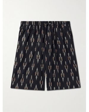 Kardo Cotton-Jacquard Wide-Leg Drawstring Shorts - Black