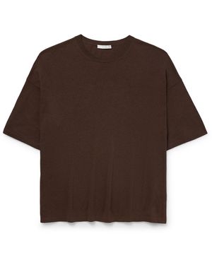 The Row Stockton Silk-Bourette T-Shirt - Brown