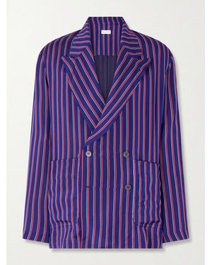 Dries Van Noten Double-Breasted Striped Twill Blazer - Purple