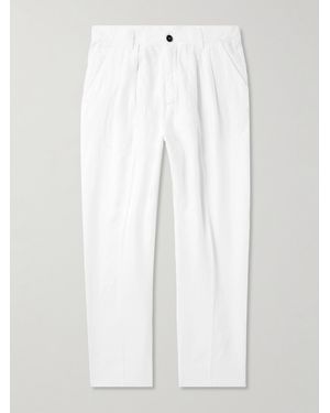 Massimo Alba Stan Tapered Pleated Linen Pants - White