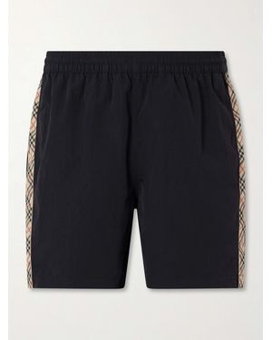 Burberry Straight-Leg Striped Jacquard-Trimmed Shell Shorts - Black