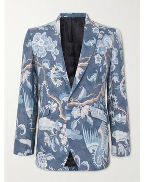 Favourbrook Chifu Newport Printed Linen Blazer - Blue