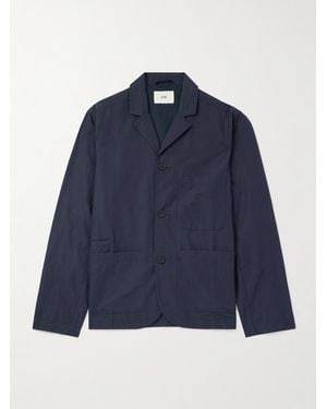 Folk Cotton And Linen-Blend Poplin Blazer - Blue