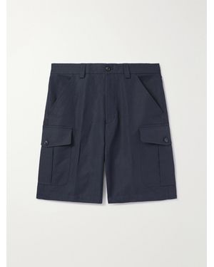 Loro Piana Bizen Wide-Leg Cotton And Linen-Blend Canvas Cargo Shorts - Blue