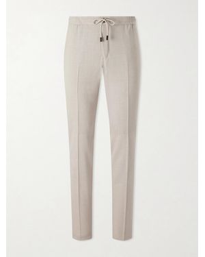 Slowear Straight-Leg Pleated Virgin Wool, Silk And Linen-Blend Trousers - Natural