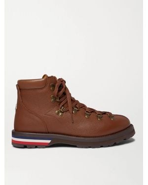 Moncler Striped Full-Grain Leather Boots - Brown