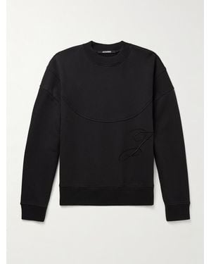 Jacquemus Logo-Embroidered Cotton-Jersey Sweatshirt - Black