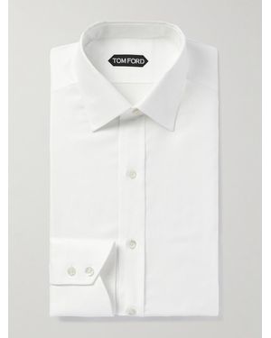 Tom Ford Slim-Fit Cutaway-Collar Cotton Oxford Shirt - White