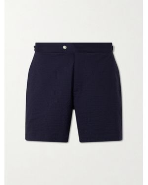 MR P. Straight-Leg Striped Seersucker Swim Shorts - Blue
