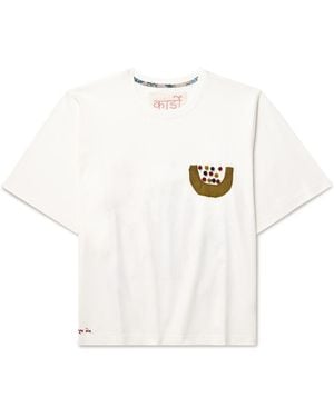 Kardo Embroidered Appliquéd Cotton-Jersey T-Shirt - White