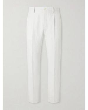 Canali Mamhood Straight-Leg Pleated Linen And Silk-Blend Trousers - White