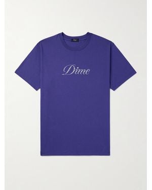 Dime Icy Logo-Print Cotton-Jersey T-Shirt - Blue