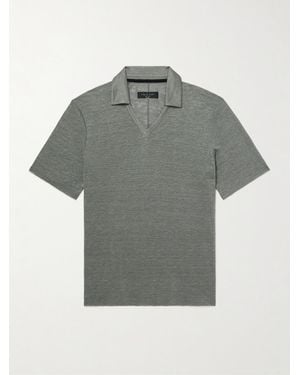 Rag & Bone Johnny Linen Polo Shirt - Grey