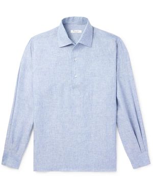 Loro Piana André Linen Half-Placket Shirt - Blue