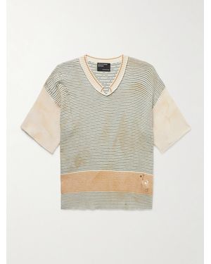 Enfants Riches Deprimes Here Comes Alice Distressed Striped Cotton Jumper - Natural