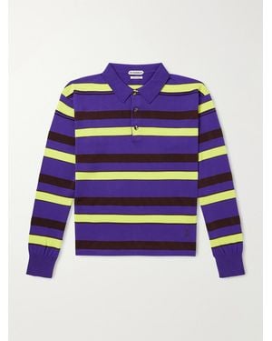 JW Anderson Rugby Striped Cotton-Blend Polo Shirt - Blue