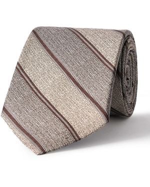 Loro Piana Yale 8Cm Striped Silk-Jacquard Tie - Gray