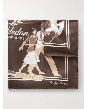 Ralph Lauren Wimbledon Printed Silk-Twill Pocket Square - Brown