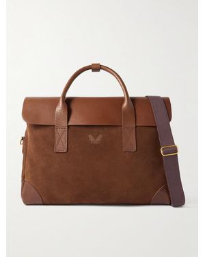 Bennett Winch Suede and Leather Briefcase - Braun