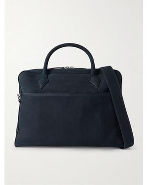 Metier Closer All Day Leather-Trimmed Nubuck Briefcase - Blue