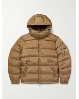 Moncler Maya Logo-Appliquéd Quilted Shell Hooded Down Jacket - Brown