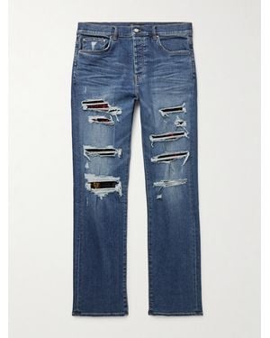 Amiri Thrasher Slim-Fit Distressed Panelled Jeans - Blue