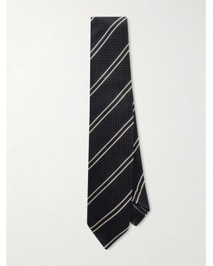 Drake's 8Cm Striped Textured-Silk Tie - Black