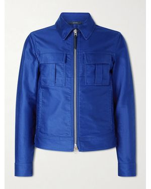 Tom Ford Slim-Fit Cotton-Satin Blouson Jacket - Blue