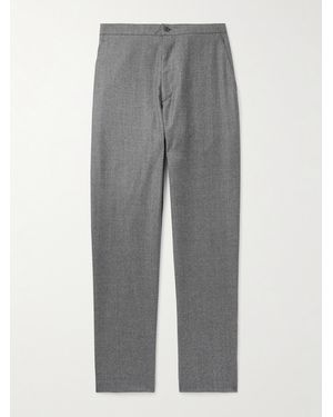 Boglioli Straight-leg Virgin Wool-flannel Drawstring Trousers - Grey