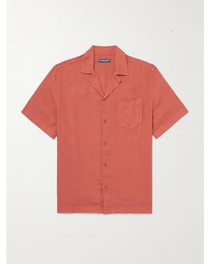 Frescobol Carioca Angelo Camp-Collar Linen Shirt - Red