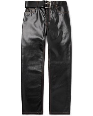 Loewe Straight-Leg Belted Leather Pants - Black